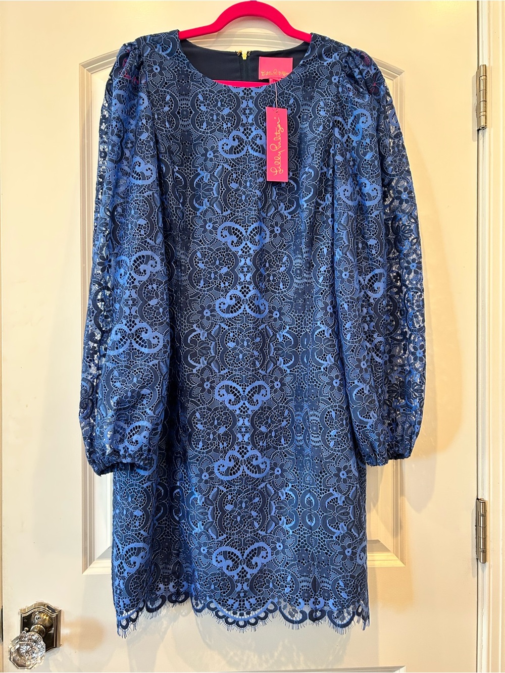 Lilly Pulitzer Navy Blue Lace Long-Sleeve Shift Dress